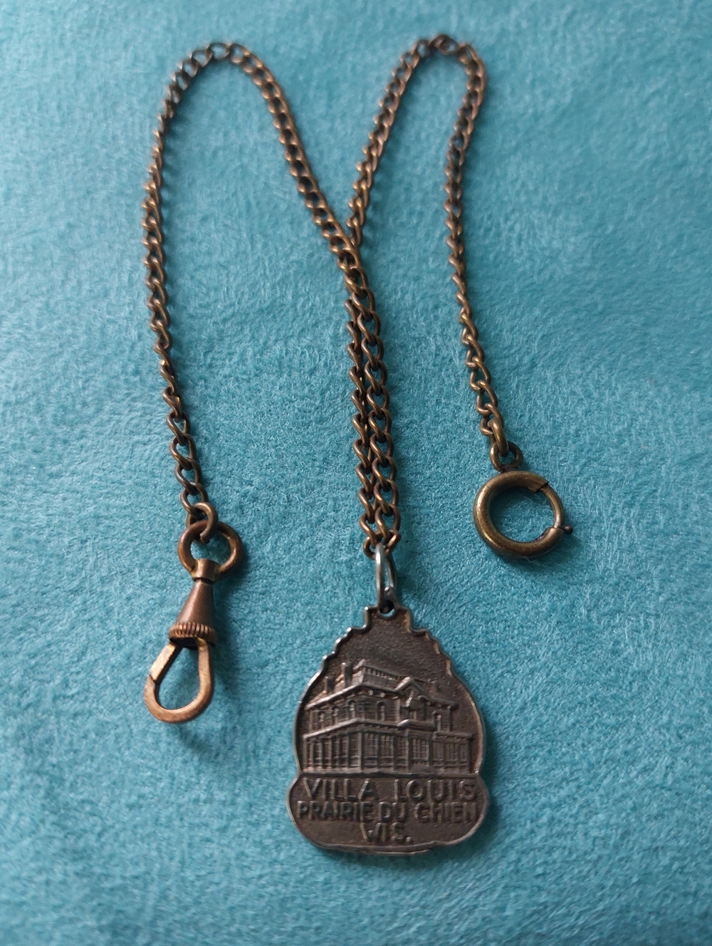 Vintage Gold-filled Souvenir Watch Chain w/Fob, Estate Jewelry
